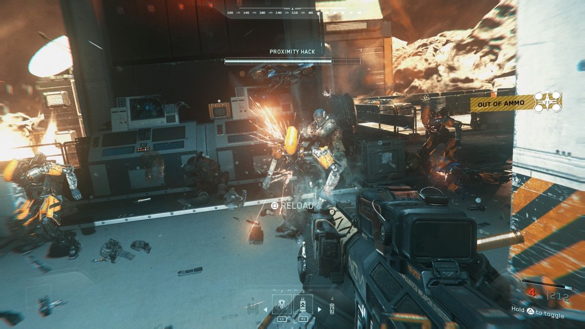 Call of Duty: Infinite Warfare (PlayStation 4) screenshot: Fighting deranged robot army