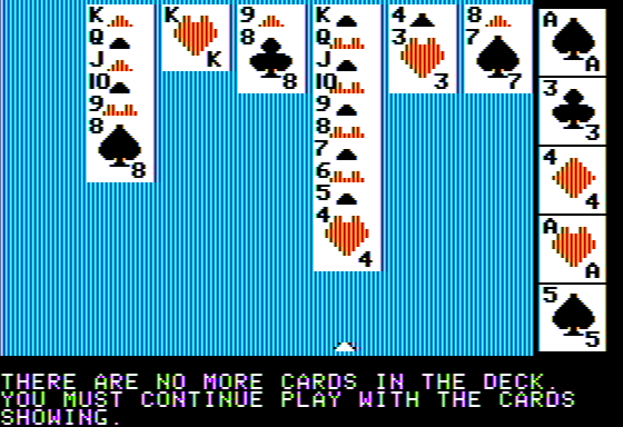 Solitaire (Apple II) screenshot: Game Over