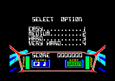 3D Starstrike (Amstrad CPC) screenshot: Select your difficulty level