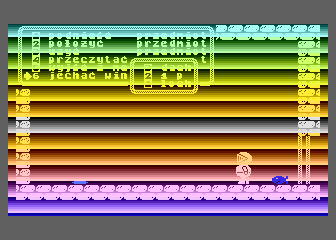 Roderic (Atari 8-bit) screenshot: Colorful effects when riding the elevator.
