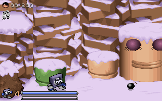 Electronic Popple (DOS) screenshot: stage 5 (Nameless Mountain)