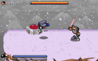 Electronic Popple (DOS) screenshot: second encounter Megatron