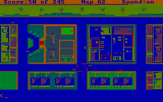 Police Quest: In Pursuit of the Death Angel (DOS) screenshot: The city map when driving (CGA with RGB monitor)