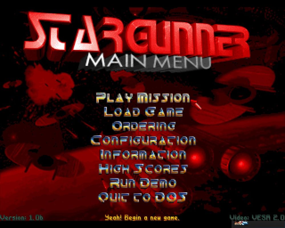 Stargunner (Windows) screenshot: Main menu