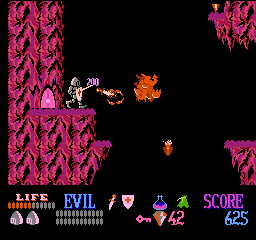 Wizards & Warriors (NES) screenshot: Killing a devil with my throwing knives.