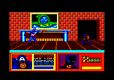 The Amazing Spider-Man and Captain America in Dr. Doom's Revenge! (Amstrad CPC) screenshot: Cap threw his shield.