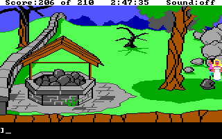 King's Quest III: To Heir is Human (DOS) screenshot: Looks like Daventry has gone down the tubes lately... (EGA/Tandy)