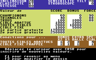 Macadam Bumper (Commodore 64) screenshot: Setting up a table