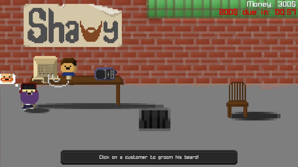 Trimmer Tycoon (Windows) screenshot: The saloon looks pretty bleak in the beginning.