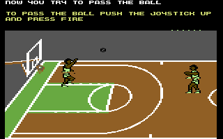 Magic Johnson's Fast Break (Commodore 64) screenshot: Training - passing