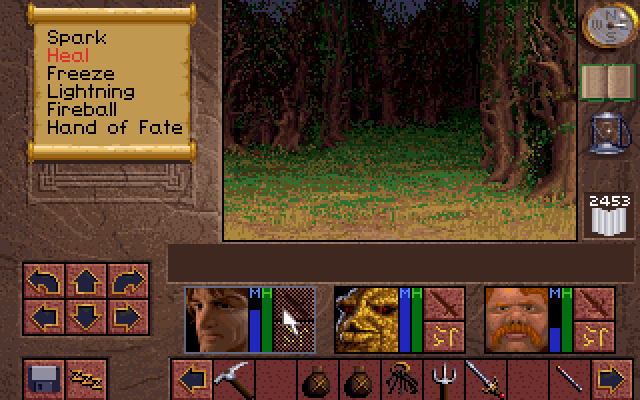 Lands of Lore: The Throne of Chaos (DOS) screenshot: Dark forests are almost always hostile