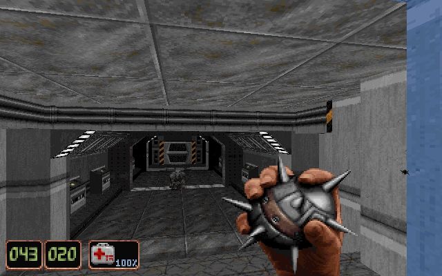 Wanton Destruction (DOS) screenshot: The base is reminiscent of Duke Nukem 3D's levels.