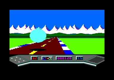 Elektraglide (Amstrad CPC) screenshot: Should be able to avoid the circle here