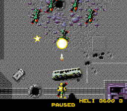 Firepower 2000 (Genesis) screenshot: An enemy getting shot down.