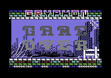 Gryphon (Commodore 64) screenshot: Game Over