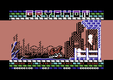 Gryphon (Commodore 64) screenshot: Fell into the poisonous water