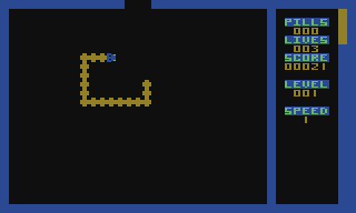 Time Bandit (Atari 8-bit) screenshot: Exit opens up when all pills have been eaten