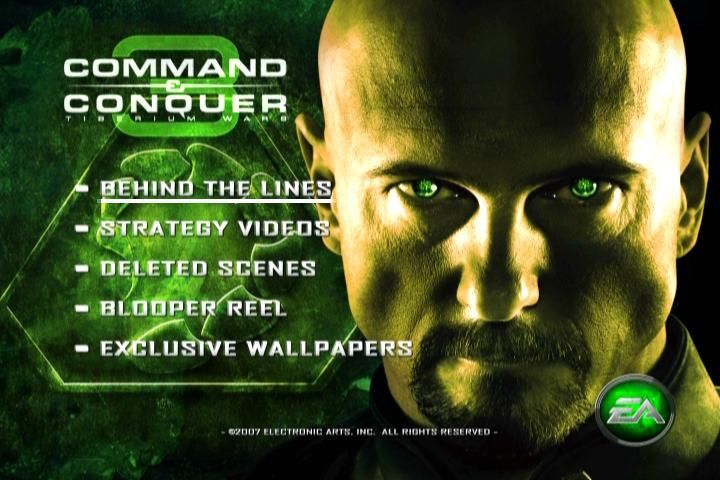 Command & Conquer 3: Tiberium Wars (Kane Edition) (Windows) screenshot: Main menu (bonus DVD)