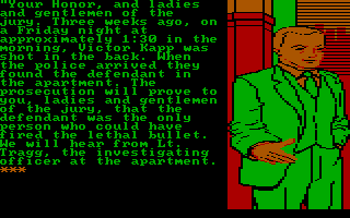 Perry Mason: The Case of the Mandarin Murder (DOS) screenshot: Courtroom action begins