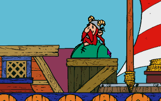 Astérix: Caesar's Challenge (DOS) screenshot: Hitting the pirates.