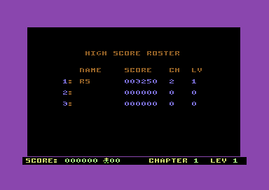 Whistler's Brother (Commodore 64) screenshot: High scores