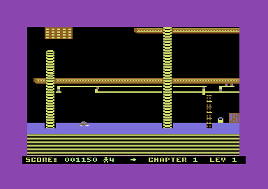 Whistler's Brother (Commodore 64) screenshot: I fell to my death.