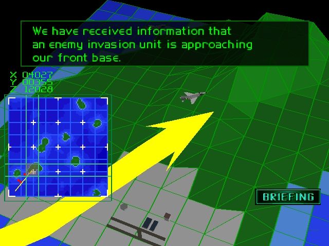 Ace Combat 2 (PlayStation) screenshot: You get a detailed mission briefing...
