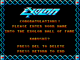Exolon (Amstrad CPC) screenshot: Hall of Fame