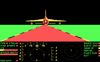 Thud Ridge: American Aces in 'Nam (DOS) screenshot: Taking off. (CGA)