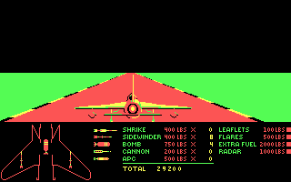 Thud Ridge: American Aces in 'Nam (DOS) screenshot: Selecting the armament for my F-105. (CGA)