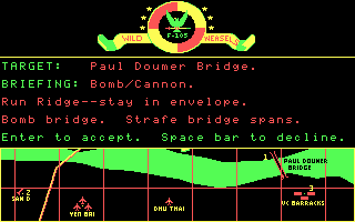 Thud Ridge: American Aces in 'Nam (DOS) screenshot: Mission briefing (CGA)