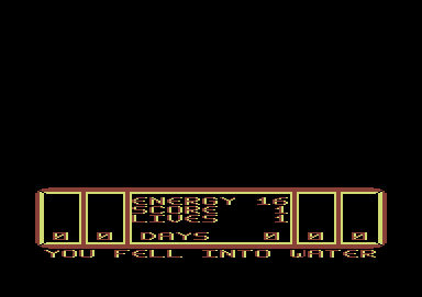 S.O.S. (Commodore 64) screenshot: "I can't see a damn thing here."