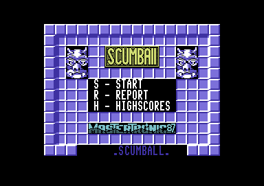 Scumball (Commodore 64) screenshot: Title and options