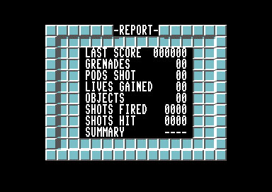 Scumball (Commodore 64) screenshot: Report card