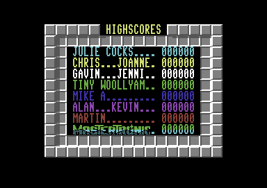 Scumball (Commodore 64) screenshot: High scores