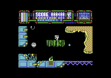 Scumball (Commodore 64) screenshot: Now entering the sewer system