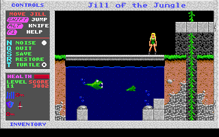 Jill of the Jungle (DOS) screenshot: This fish bears a certain family resemblance to Dopefish!