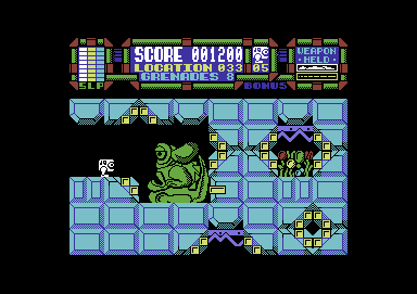 Scumball (Commodore 64) screenshot: The slimy green monster you have to destroy