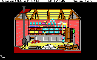 King's Quest III: To Heir is Human (DOS) screenshot: In the store. (EGA/Tandy)