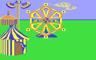 Sesame Street: Letter-Go-Round (Commodore 64) screenshot: Waiting for Muppet pet to appear