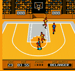 Roundball: 2-On-2 Challenge (NES) screenshot: Dribbling the ball