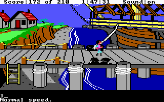 King's Quest III: To Heir is Human (DOS) screenshot: On the dock. (EGA/Tandy)