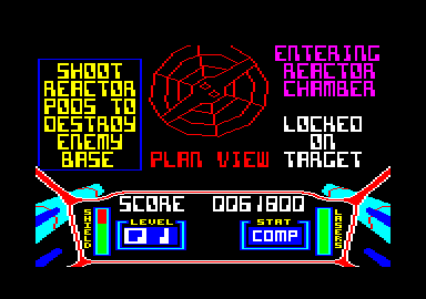 3D Starstrike (Amstrad CPC) screenshot: Get ready to destroy the reactor pods.