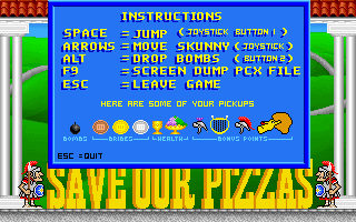 Skunny: Save Our Pizzas! (DOS) screenshot: Legend
