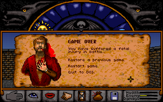 Wolfsbane (DOS) screenshot: Game over