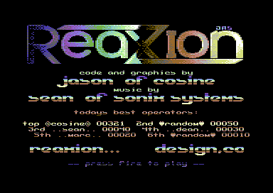 Screenshot of Reaxion (Commodore 64, 1994) - MobyGames