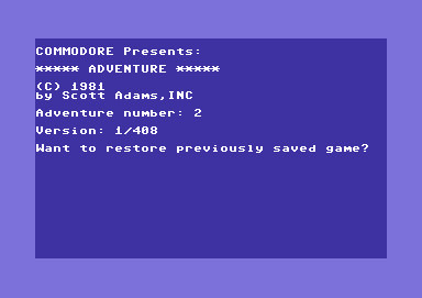 Pirate Adventure (Commodore 64) screenshot: Title screen (Commodore release)