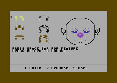 FaceMaker (Commodore 64) screenshot: Select your hair style (tape version)