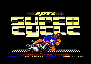 Super Cycle (Amstrad CPC) screenshot: Title screen