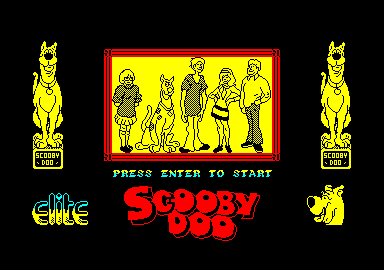 Scooby-Doo (Amstrad CPC) screenshot: Title screen and main menu